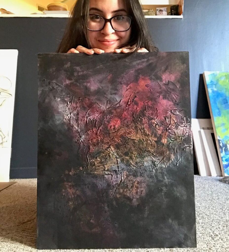 Artist-rachel-with-Withdrawal-painting